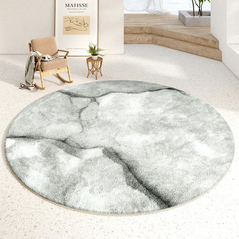 Nordic Abstraction Round Plush Rugs for Bedroom Decor Carpet for Living Room Soft Area Rug Home Thicken Carpet Fluffy Floor Mats