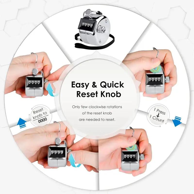 4-Digital Hand Tally Counter Counting Golf Clicker Training Counter 4 Digit Number Hand Held Tally Counter Mini Mechani 1