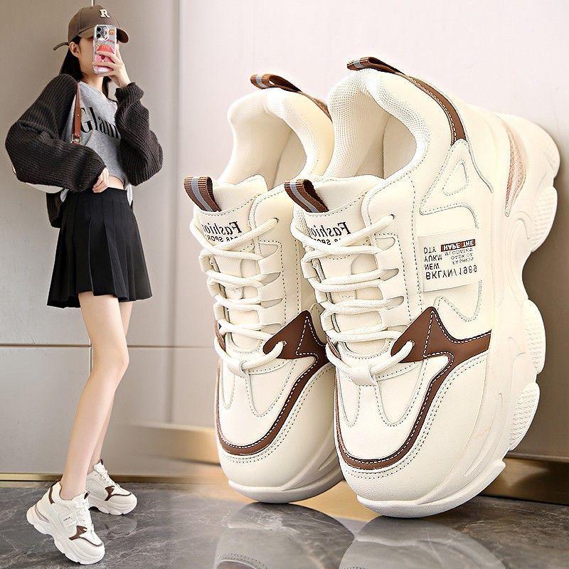 Inner Height-increasing Dad Shoes 2025 New Women's Spring and Autumn Thick-soled Air Cushion Shock-absorbing Sports Shoes Show Smaller Casual Women'