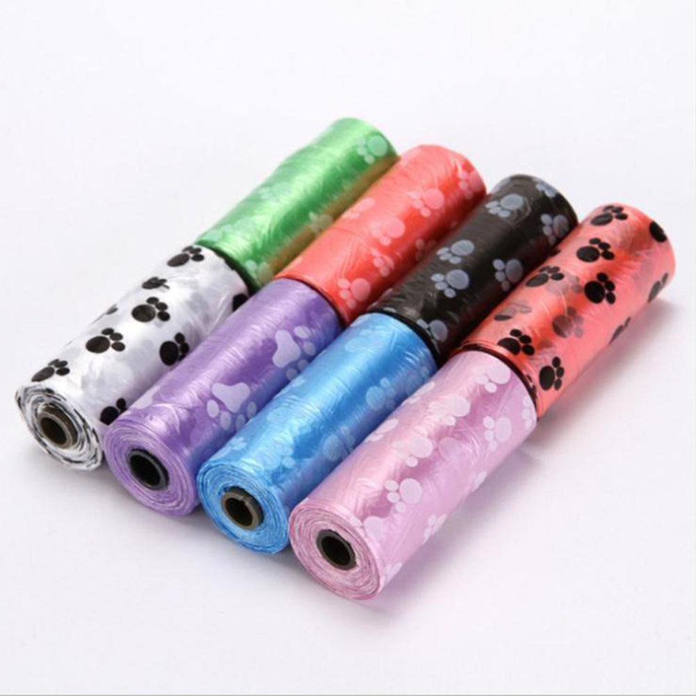 20 Rolls Dog Poop Bags Proof Footprint Pattern Cat Waste Bags Pet Supplies