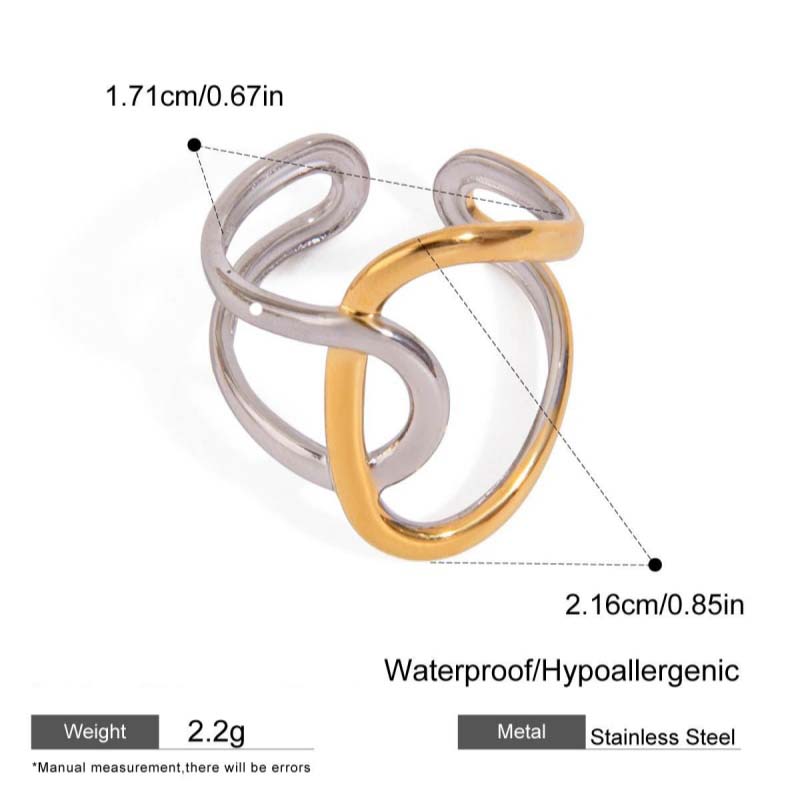 

Stainless Steel Women Men Two Tone Rings Geometric Aesthetic Adjustable Open Finger Ring Fashion Party Jewelry Gifts Wholesale