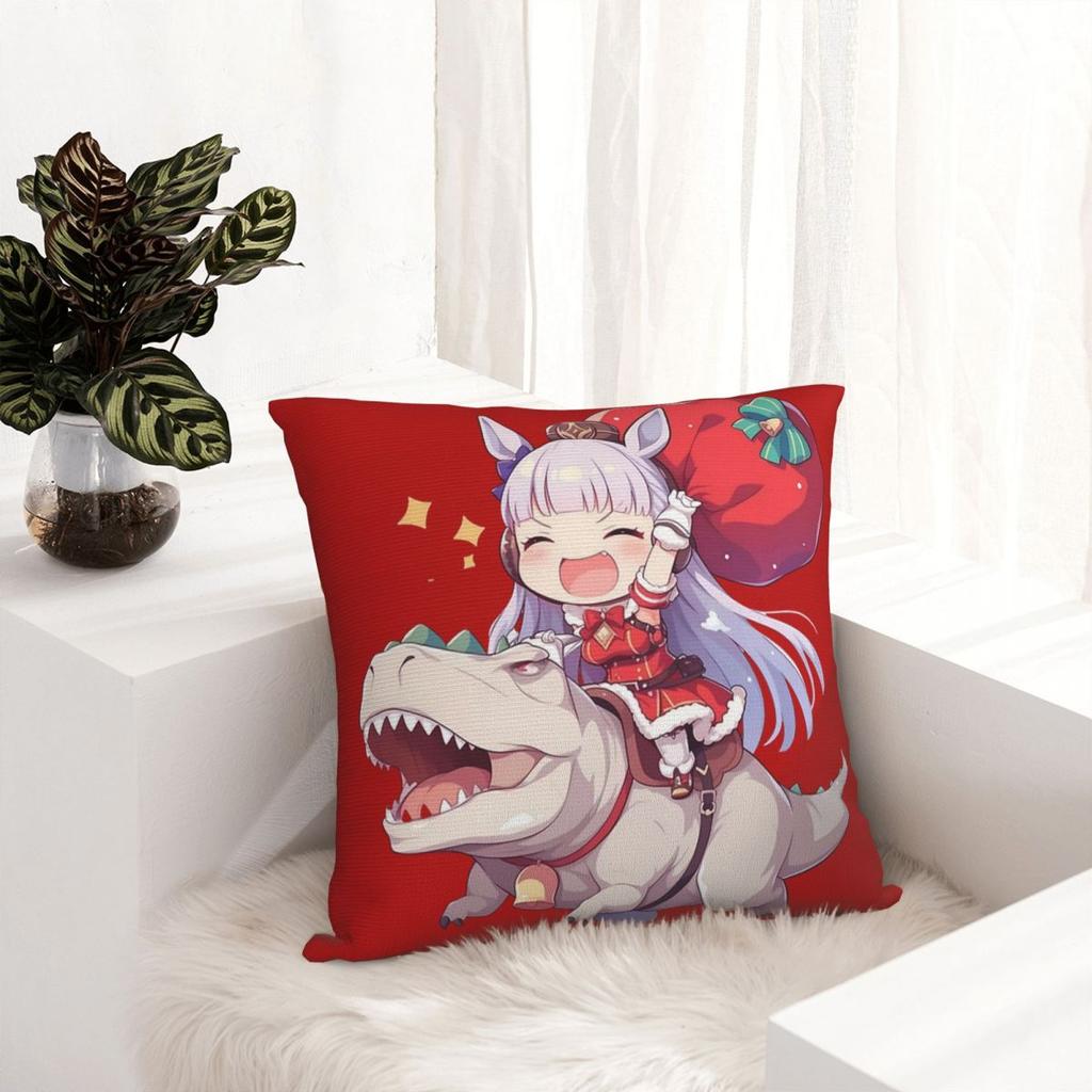 Gold Ship Christmas Pillowcase Double-sided Printing Cushion Cover Decorative Uma Musume Anime Throw Pillow Case Cover