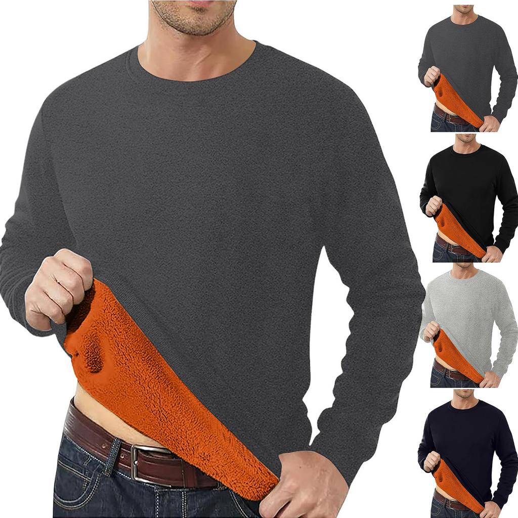 Men's Lined Sweatshirts Premium Heavy-weight Fleece Pullover Thick Thermal Sweatshirts