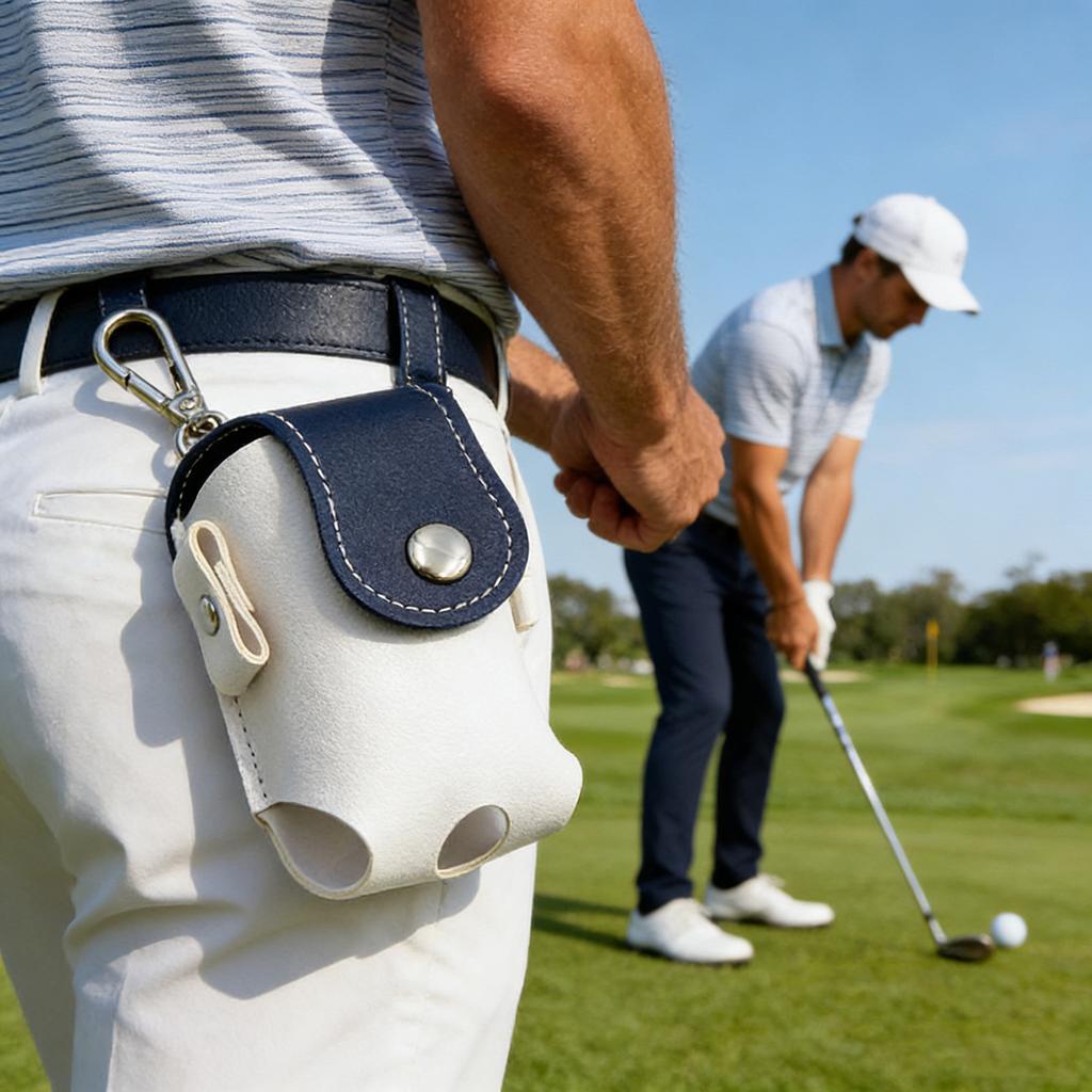 Portable Golf Bag Waterproof Leather Ball Bag Golf Small Fanny Bag Buckle Accessory Bag Lightweight