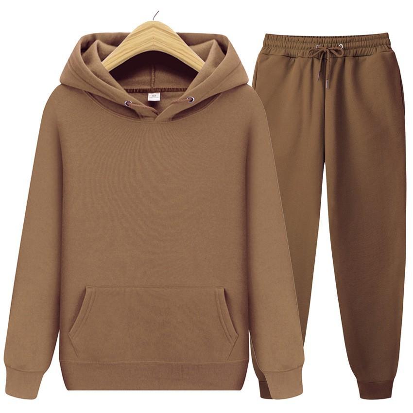Unisex Fleece Tracksuit Set with Hoodie and Jogger Pants for Autumn/Winter