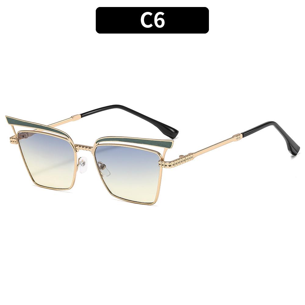 

Женские солнцезащитные очки, модные металлические солнцезащитные очки «кошачий глаз».