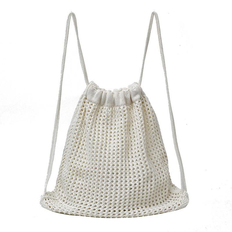 

Summer Lightweight Basket Weave Crossbody Bag Stylish Simple Fashion Trend Beach Bag City Casual Style Dual Shoulder Strap 36x38cm бежевый