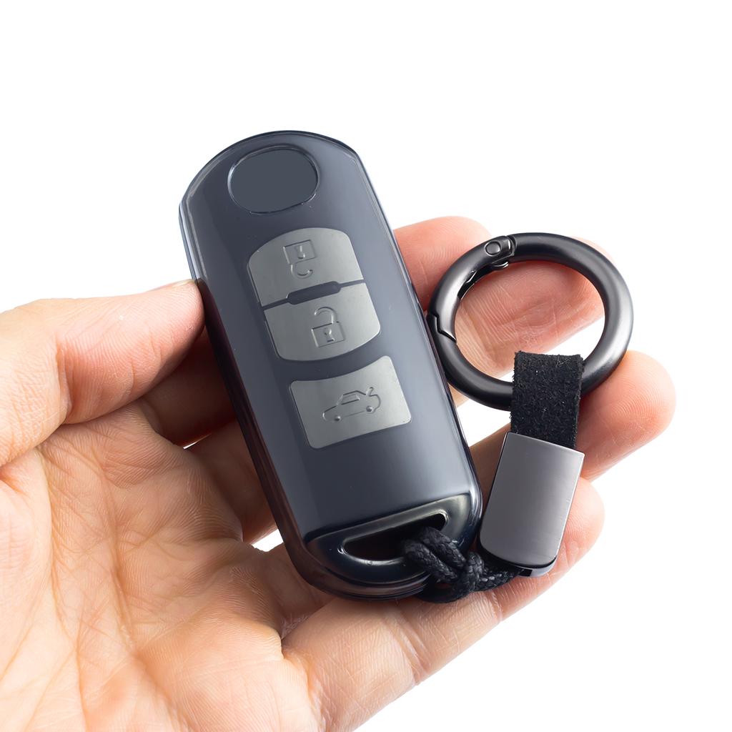 Slim Car Key Fob Case Cover Keychain Holder For Mazda 2 3 6 CX3 CX5 CX9 MX5 CX-3 CX-5 CX-9 Accessories Black Transparent