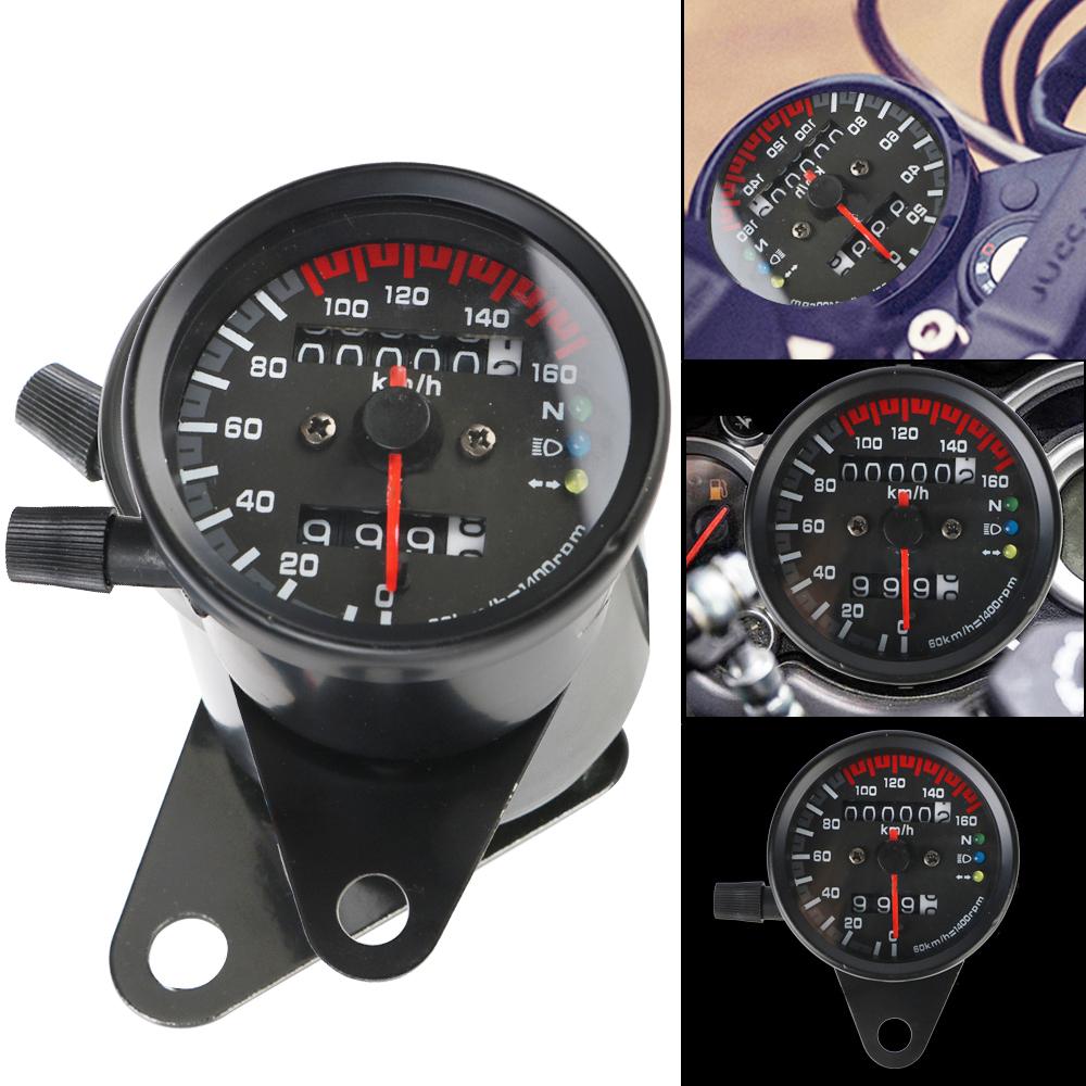 12V Motorcycle Speedometer for Cafe Racer Motorbike Universal Backlight Indicator Odometer Gauge with LED Signal Light