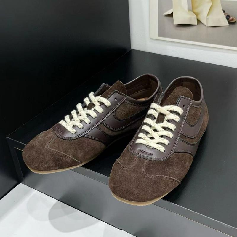 German Training Shoes Women New Genuine Leather Women Sneakers Flat Lace-up Retro Large Size Forrest Gump Shoes Women