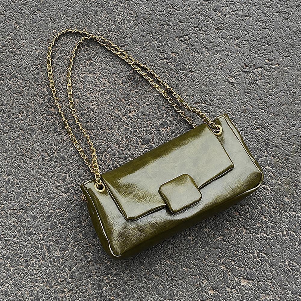 Retro Women's Underarm Shoulder Bags 2026 New Texture PU Leather Chains Messenger Bag Korean Temperament All-match Handbags