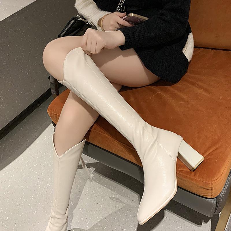 White Boots High Boots Women's New Shoes Women's Small High Heels Autumn and Winter Boots Long Boots Women