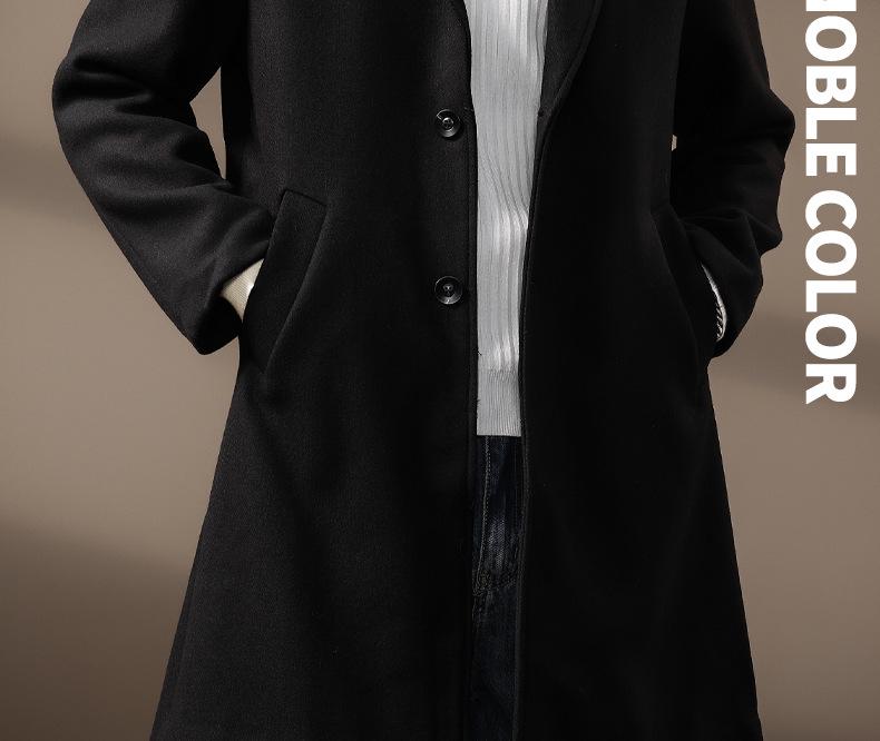 Men's Wool Tweed Mid-Length Suit Collar Windbreaker - British Style Autumn/Winter Coat