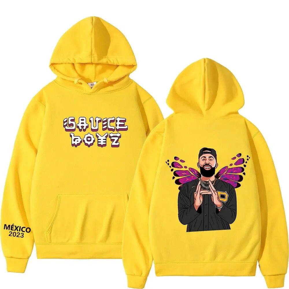

Толстовка с капюшоном для рэпера Eladio Carrion Sauce Boyz Monarca, толстовки с принтом унисекс, большие толстовки с длинными рукавами в стиле Харадзюку, уличная одежда унисекс XL