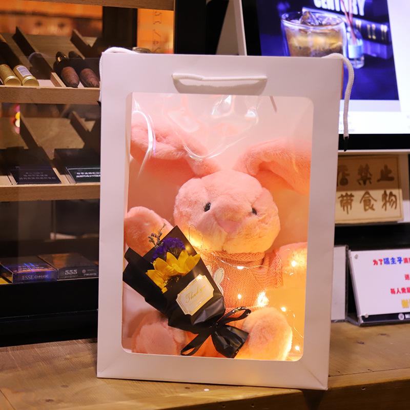 40/50cm Cute Rabbit Plush Toy Super Soft Bunny with Sweater Scarf Exquisite LED Box Baby Kids Stuffed Toys Boys Girls Xmas Gift