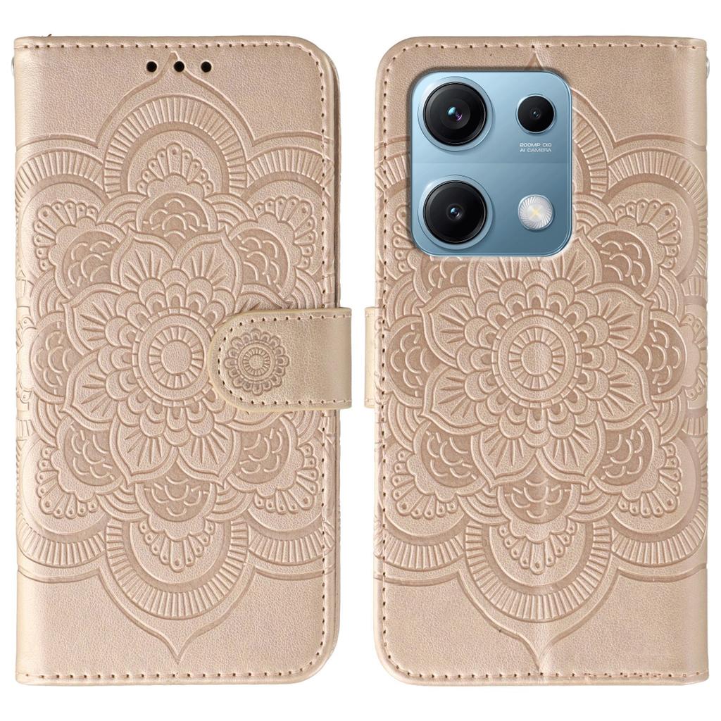 For Xiaomi Redmi Note 14S 4G Case PU Leather Mandala Imprinted Design Wallet Phone Cover