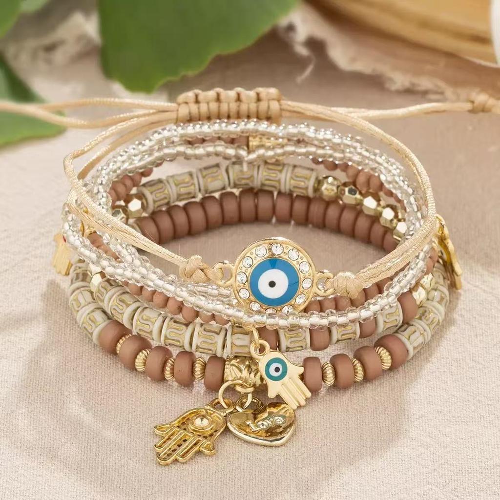 Handmade Beaded Bracelets Retro Multi - Layer Ethnic Style Creative Irregular Geometric Shapes Jewelry for Women