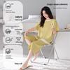 Women's Summer Modal Short Sleeve & Capri Home Set - Plus Size, Casual Ice Silk Cool Feel