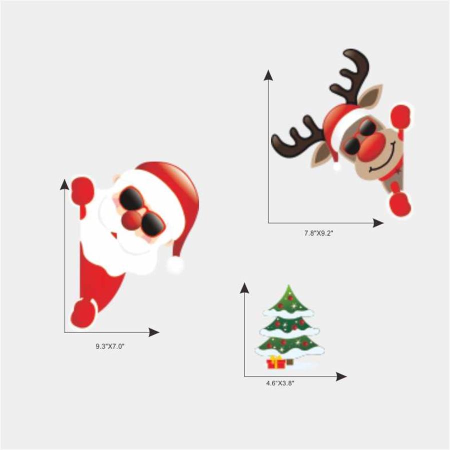 Christmas Decoration Car Sticker Decal Santa Claus  Moose Xmas Tree Sticker Trim
