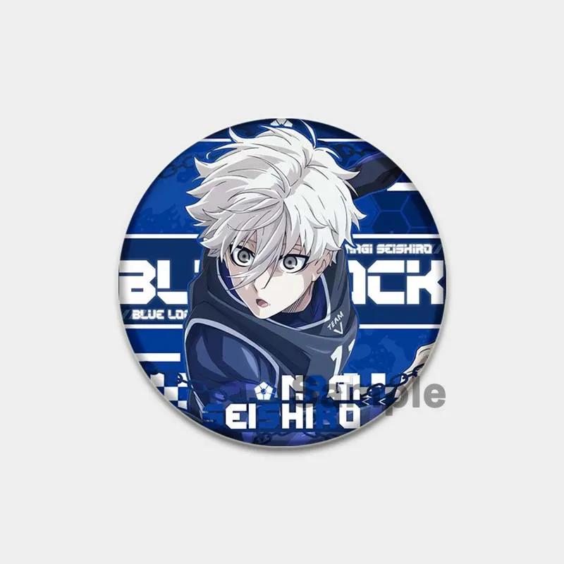 

32/44/58 мм Круглые синие кнопки-застежки в виде аниме-персонажа из мультфильма Isagi Yoichi Брошь на заказ Прикрепляемый значок Аксессуары для косплея Ювелирные изделия Подарки 44mm