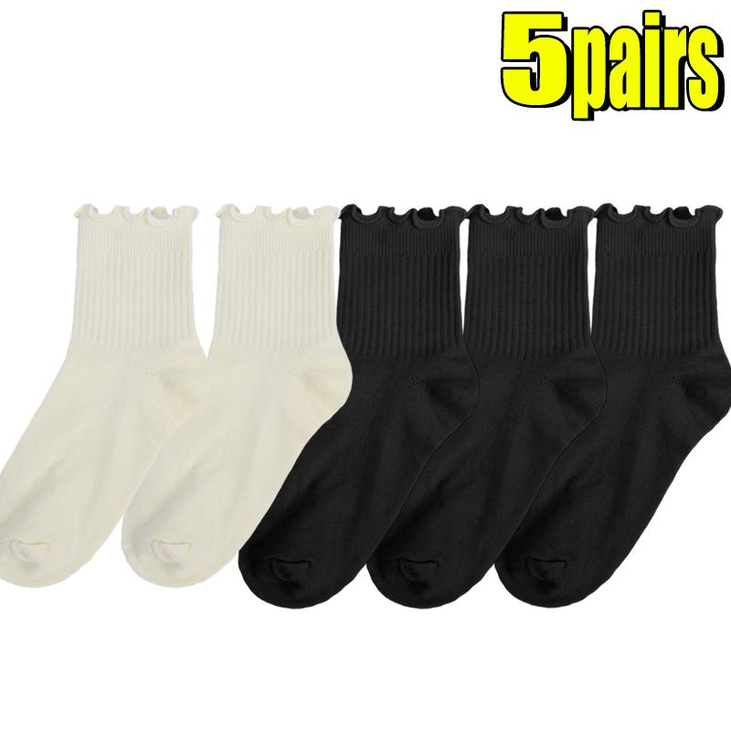 2-20pcs Women Spring and Autumn Stocking Pure Cotton Edge Stacked Socks Ins Trendy White Non Legging Sweating Socks
