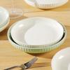 Ceramic Cream Color Block Dish Set, 4/6-Piece Deep Plate Tableware - Modern 2025 Style.