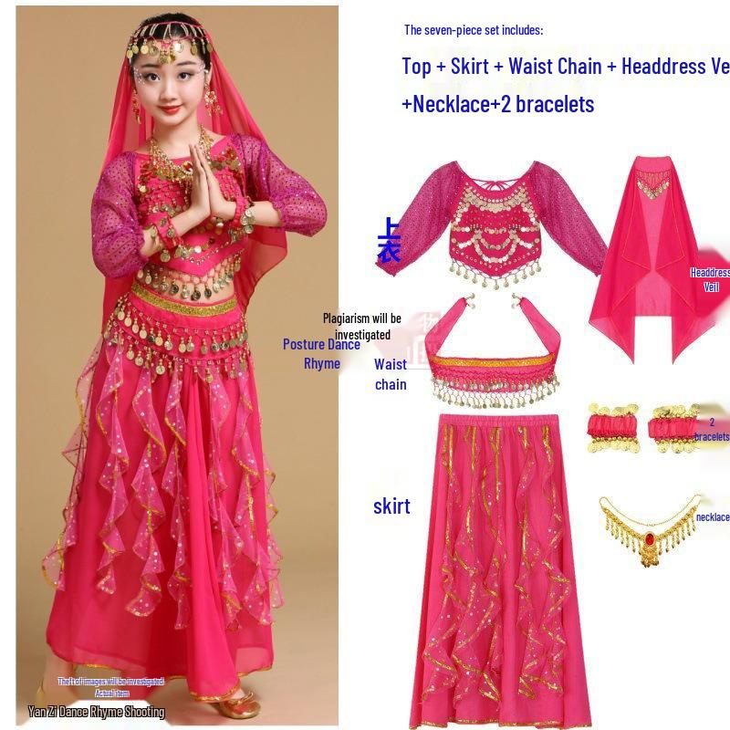 Disfraz de Espíritu Conejo de Jade - Demonio Femenino Traje de Actuación Infantil de Danza India