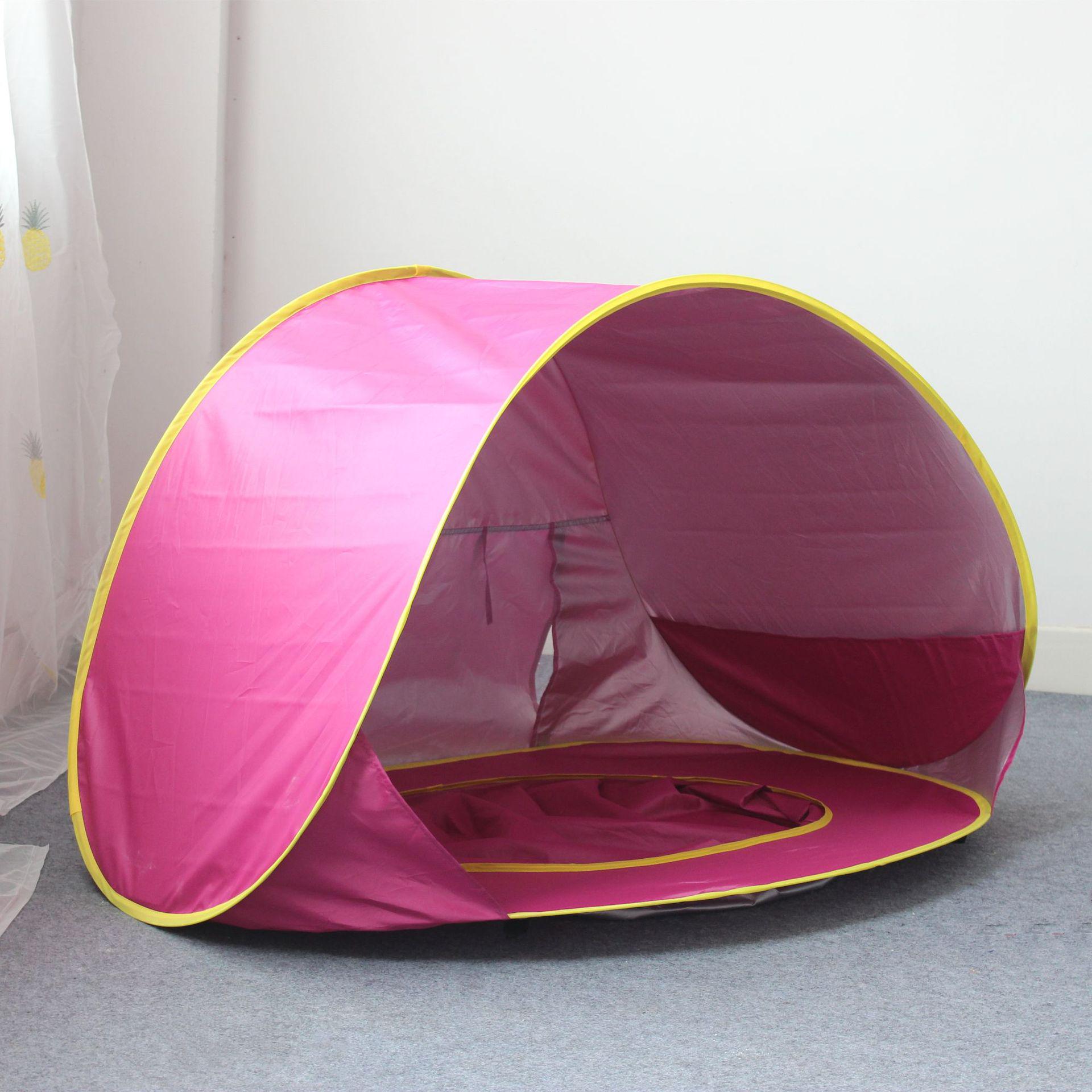 

Уличный игровой домик с защитой от солнца: Детская пляжная палатка с бассейном с океаническими шариками и ограждением темно-розовый