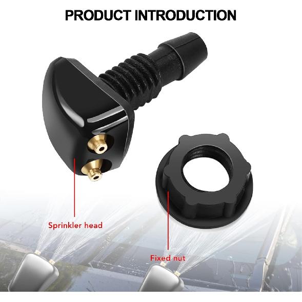 2 PCS Front Windshield Washer Nozzle, Double-hole Straight Column Water Spray Nozzle, Car Wiper Washer Nozzle, Fit for Most Vehicles (Black)