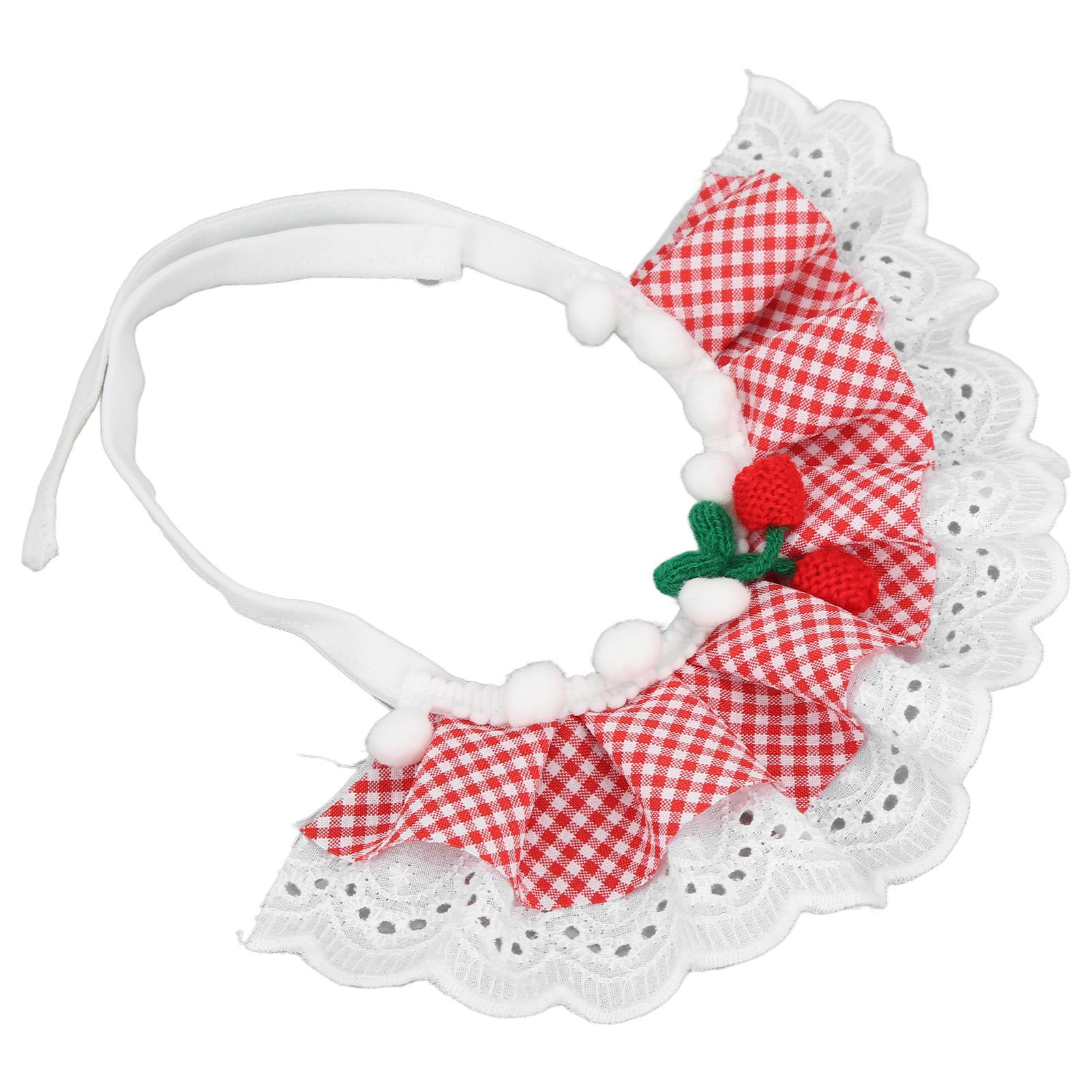 

Cat Lace Scarf Breathable Soft and Comfortable Cute Lace Princess Pet Saliva Towel for Small Medium Cats DogsRed Grid M M