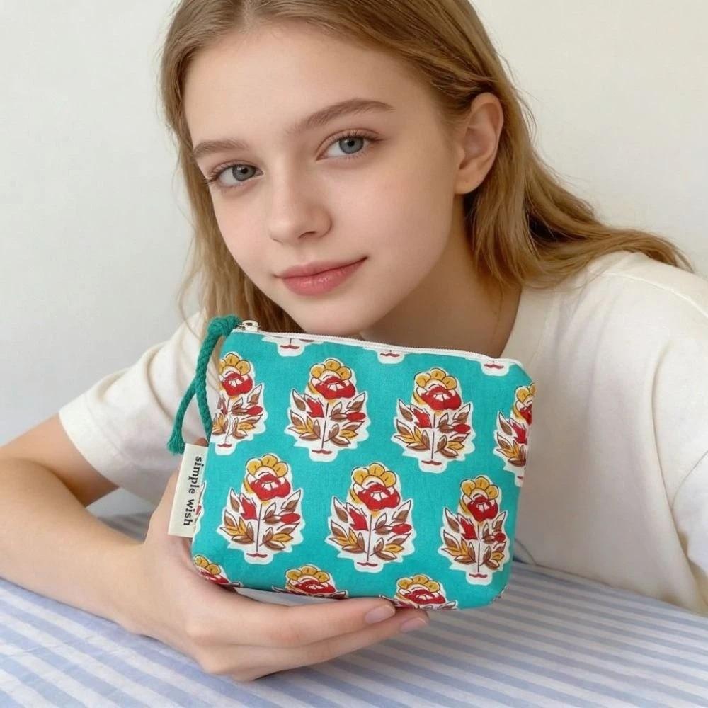 Fashion Vintage Sanitary Napkin Bag Indian Style Cotton Bohemian Coin Purse Mini Zipper Makeup Bag Cosmetic,earphone Etc Storage