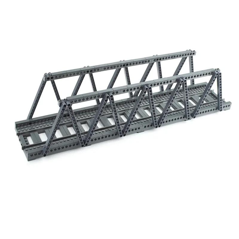 MOC Binari per Treni Città Incrocio Deviatoio Flessibile Biforcazione In Salita Rettilinei Curvi Mattoncini Ferrovie Giocattoli Creativi Fai da Te