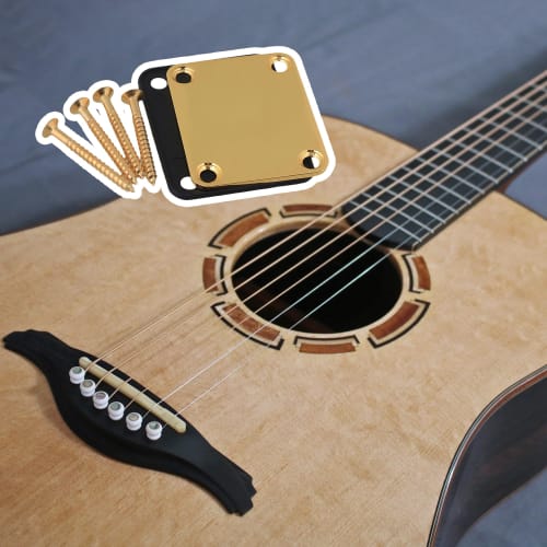 Bstinay Square Neck Plate, Neck Joint Plate, Electric Guitar Part, with Screws, Metal, Gold