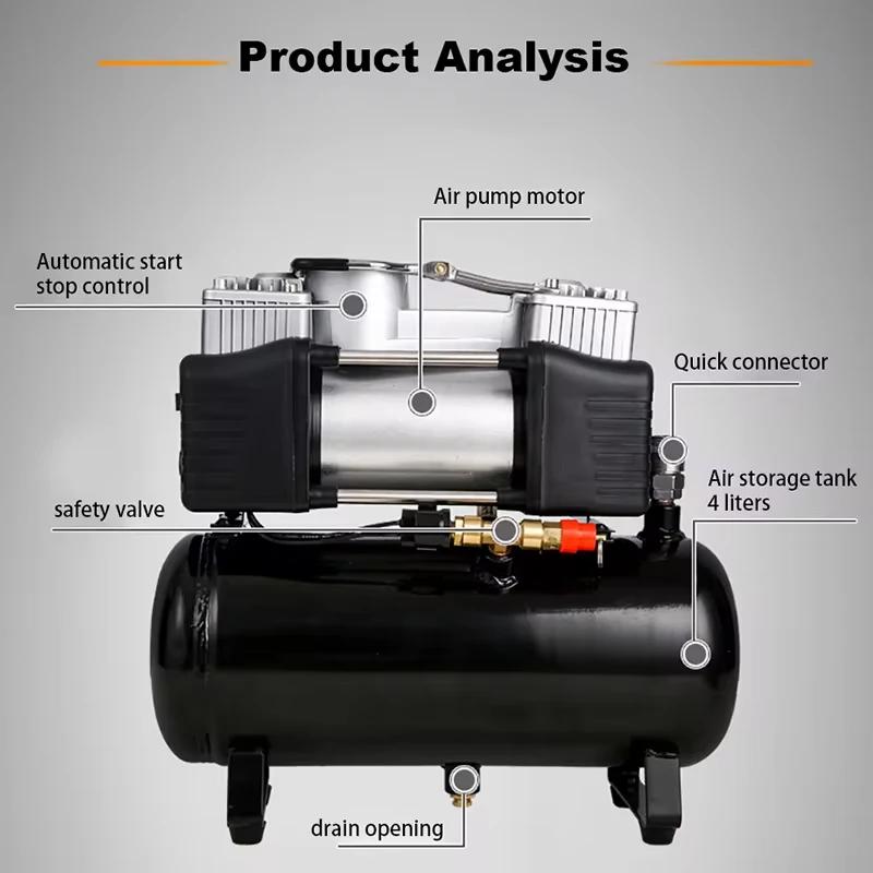 For Tragbarer Kleiner Luft Kompressor 12V/220V Luft Kompressor 2,5 L  Luftpumpe Reifen Füller Elektrische Motorrad Pumpe