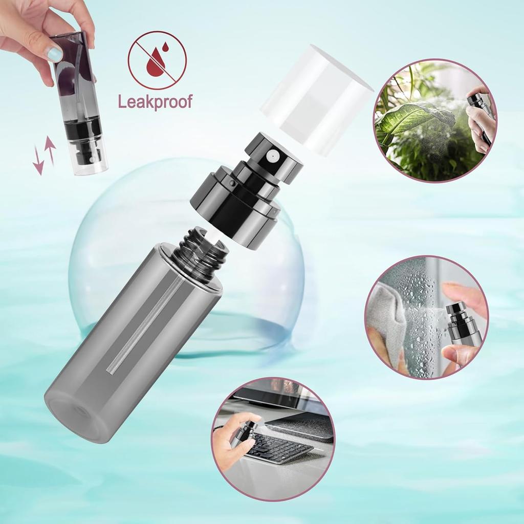 2 Pieces of 30/60/80/100/120ml Spray Bottles, Black Plastic Fine Mist Mini Mr. Bottles for Hair, Cleaning, Salon, Planting and S