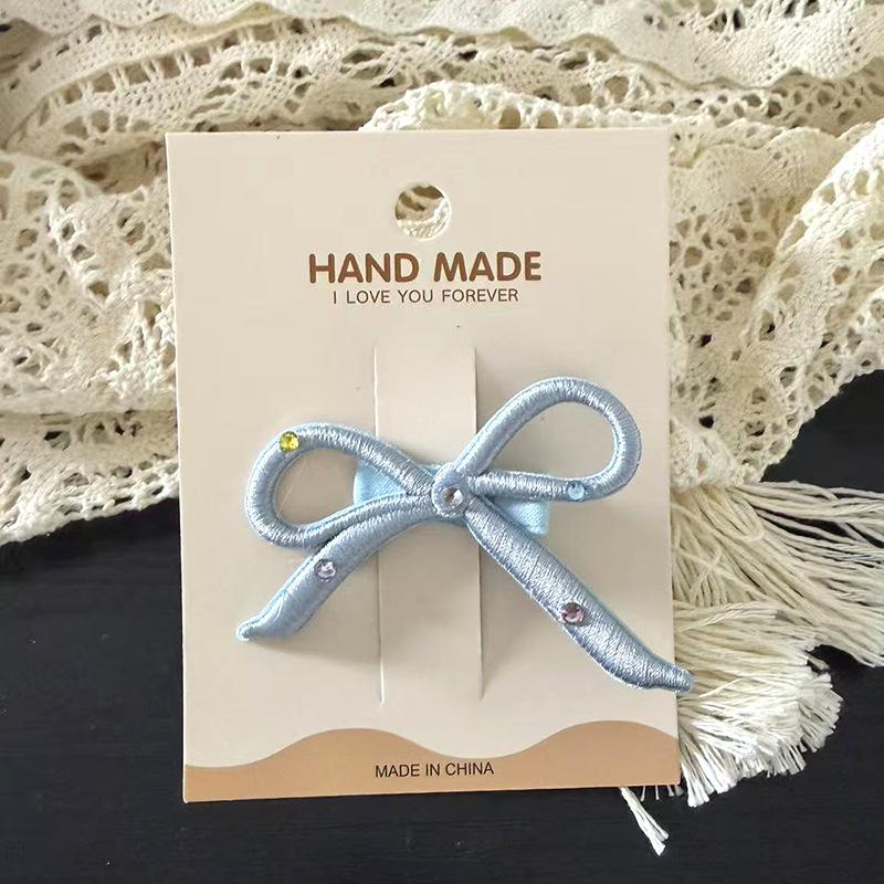 Korean Style Rhinestone Satin Bow Hair Clip – Versatile Girly Fashion Side Clip c1