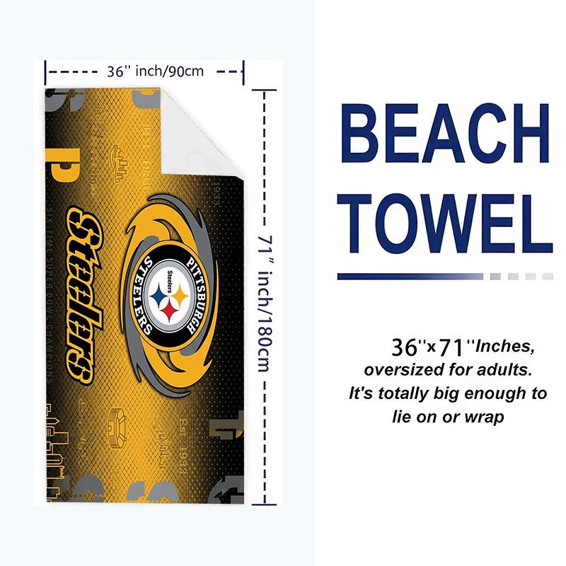 Pittsburgh Steelers Print Beach Towel, Large Soft Quick Dry Towel for Beach Camping Swimming