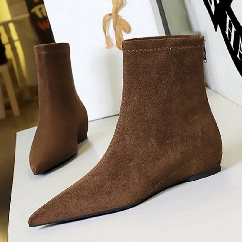 Fashion Sexy Pointed Toe Women High Heels Shoes Fashion Wedges Ankle Boots 2025 Trend New Party Dress Elegant Hot Sale Zapatos De Mujer