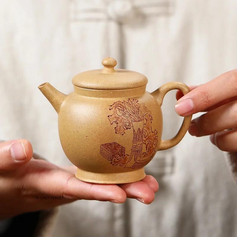 120ml Chinesische Yixing Lila Ton Teekannen Handgefertigt Kleine Kapazität Teekanne Rohmaterial Sektion Ton Kanne Haushalts Zisha Teegeschirr