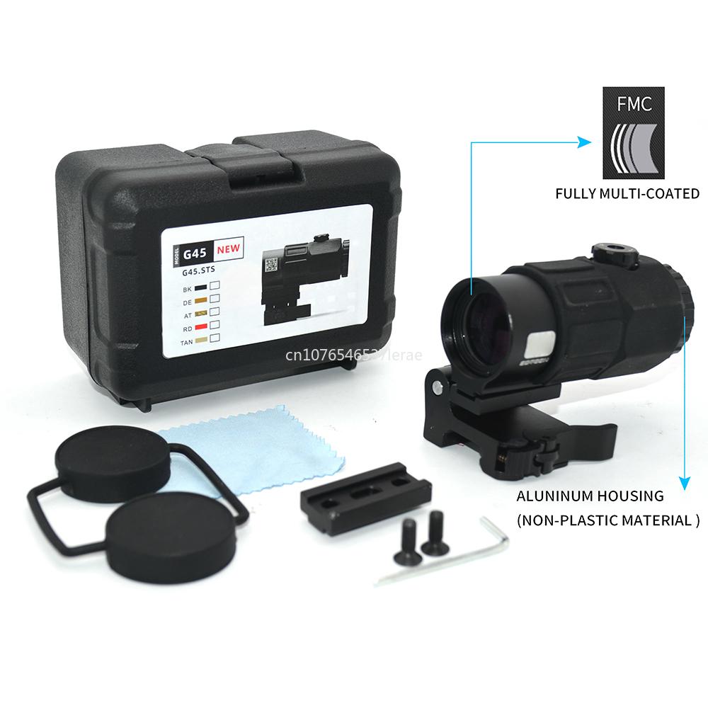 Tactical Airsoft G45 5X Magnifier 558 553 EXPS3 Red Dot Combo Scope Optics QD Mount Weaver Fit 20MM Rail Mount With Full Marking