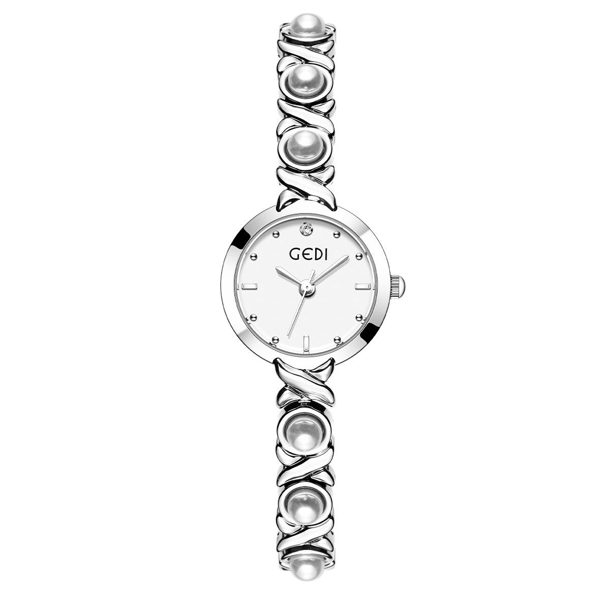 Guochao Style Pearl Bracelet Watch Exquisite And High-End Women S Alloy Waterproof Quartz Watch
