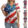 Women's Casual Short Sleeve V Neck Top with Independence Day Print Relaxed Fit Lightweight Blouse for Everyday Wear