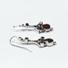 Vintage Garnet Dangle Earrings: Handmade Oxidized 925 Sterling Silver