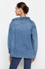 Women's Fashion New Shirt Black Asymmetrical Collar Detailed Denim Shirt