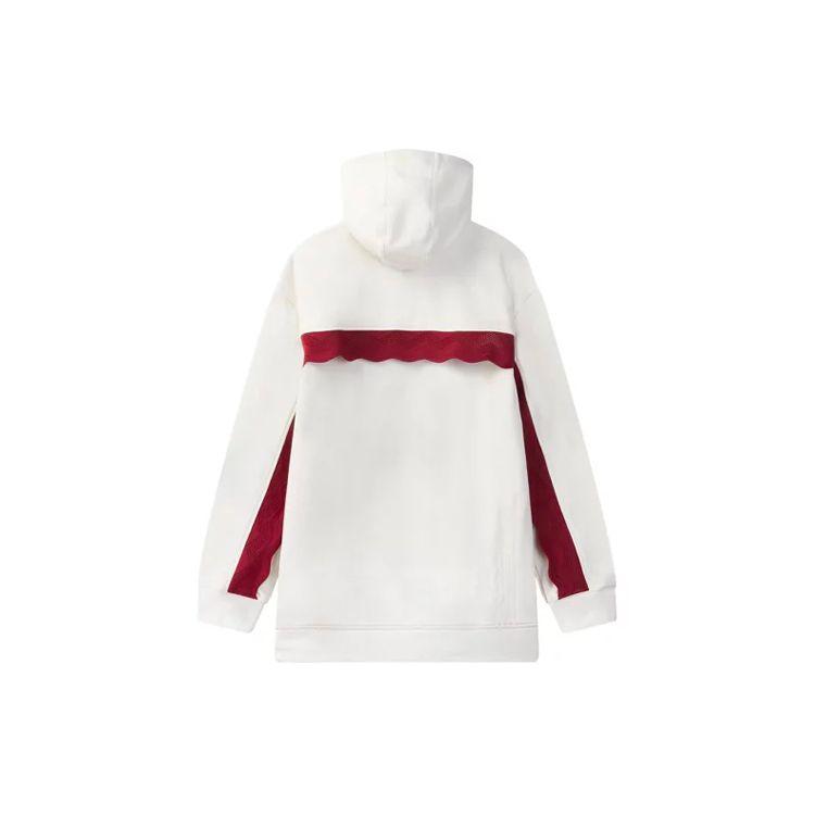 FILA Ruffled Color Block Loose Knit Hoodie Women hoodies White F11W046201F-IV