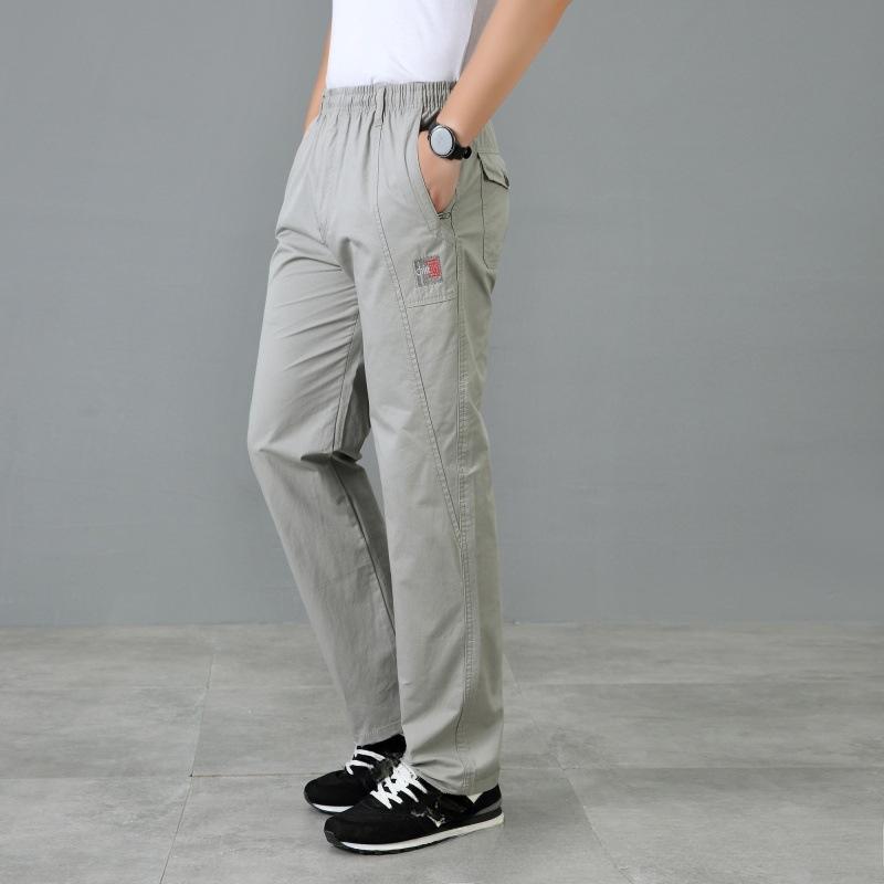 

Брюки-карго из чистого хлопка, мужские, весна-осень, свободные, больших размеров, с завязками на молнии, повседневные брюки, прямые, комбинезоны, мужские, дышащие S светло-серый