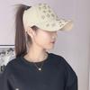 New Women's High Ponytail Cap with Rhinestone Accents - Open Top Visor  Versatile  Face-slimming