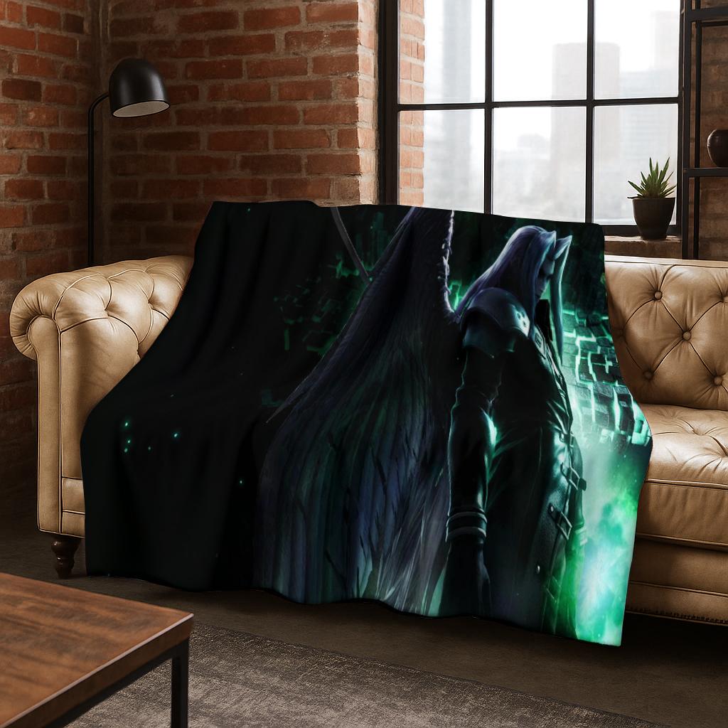Cartoon Final Fantasy Sephiroth Cloud Tifa Game Flannel Blanket,Warm and Cozy Soft Throw Blanket for Home Bedroom Bed Sofa Kid