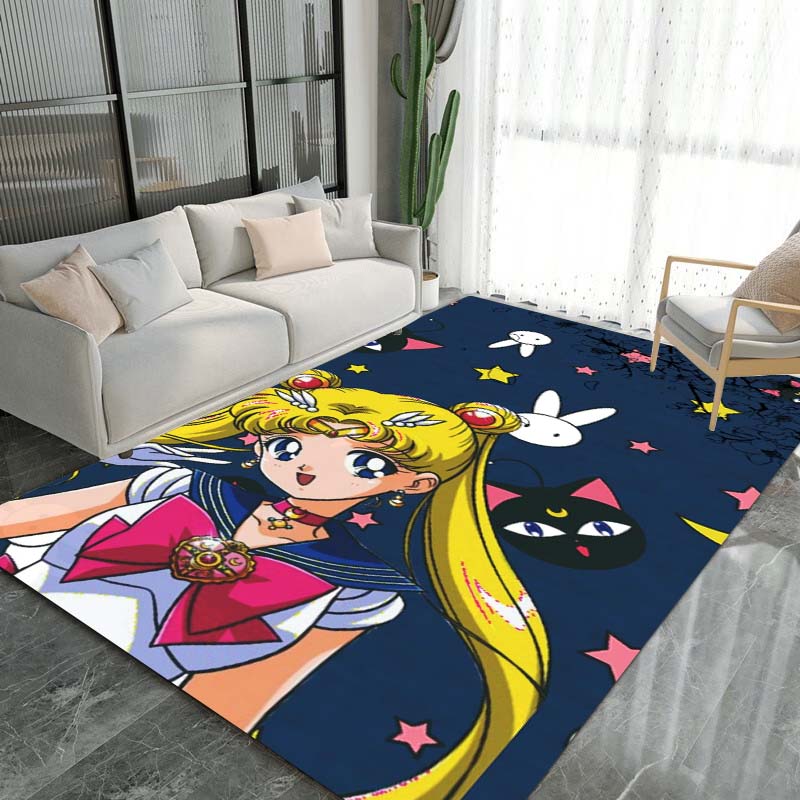 Schöne Kriegerin Sailor Moon 3D Teppich, Geeignet für Wohnzimmer, Schlafzimmer und andere Heimdekoration, Rutschfeste Fußmatte und Geschenkwahl.