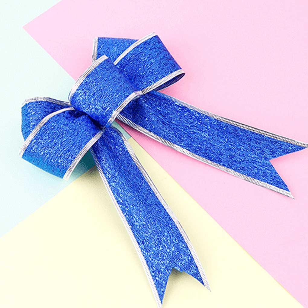 Lightweight Bowknot Christmas Ornaments Handmade Ribbon Flower Bright Flashing Bows Knot for Festival Party Wedding Celebration